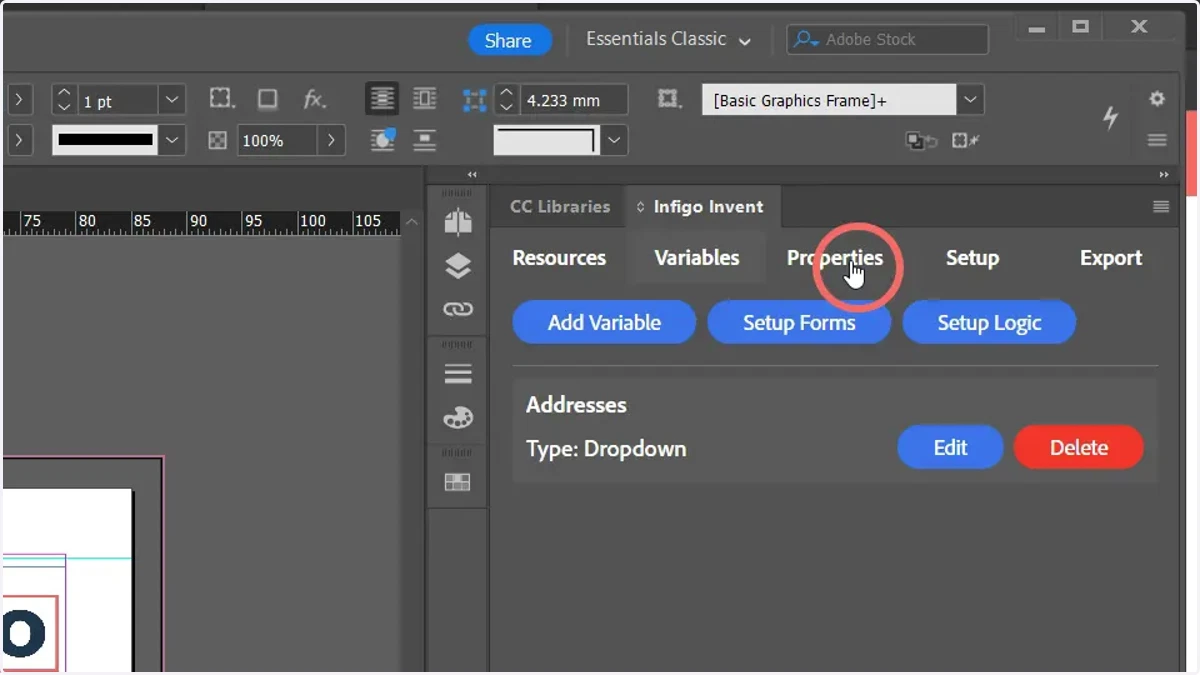 Click properties