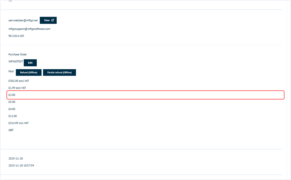 Additionally, these additional fees are listed on the admin side of the sales documentation