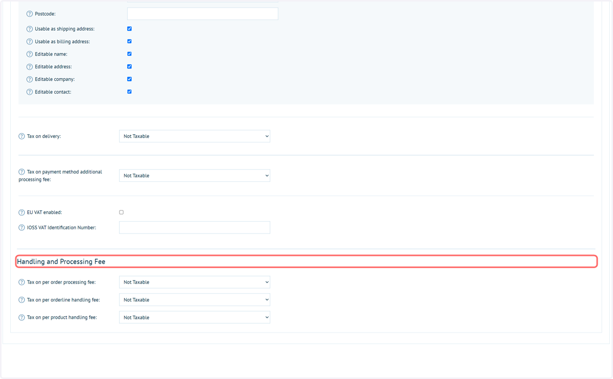 Click on Handling and Processing Fee
