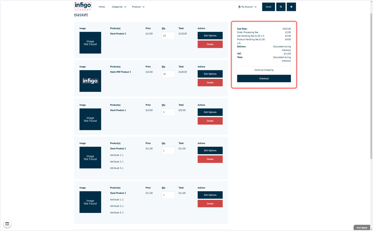 The breakdown of the order, including our new fees, can be seen in the basket summary.