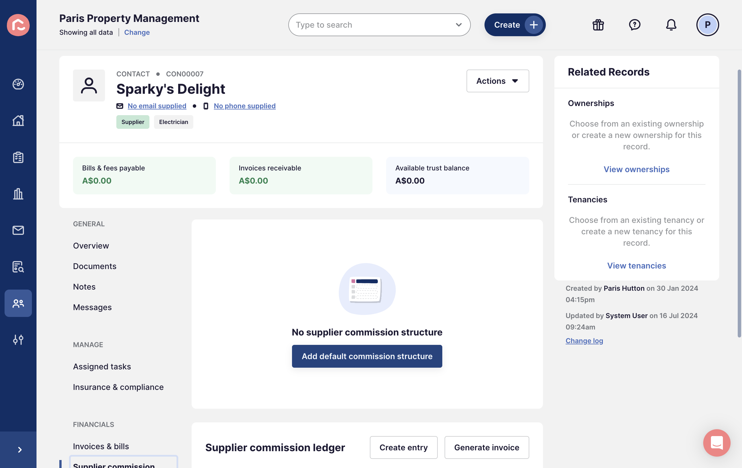 Click on Add default commission structure