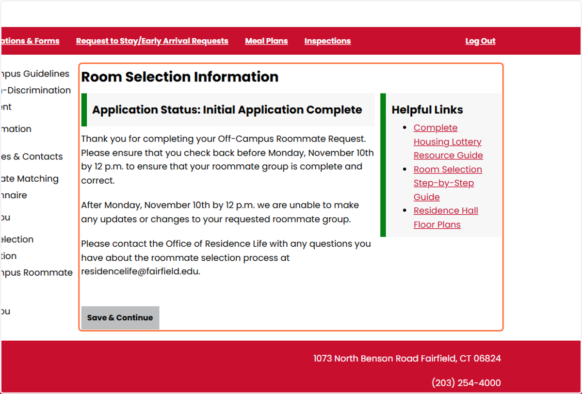 Click on Room Selection Information