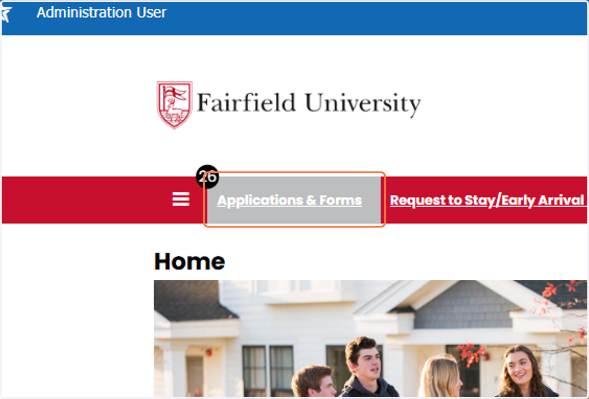 When logged in, click on "Applications and Forms"