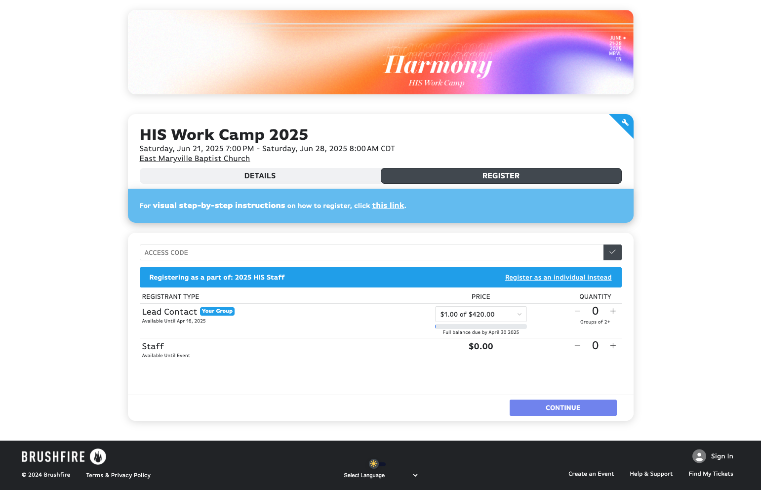PARTNER GROUPS: Type in the Access Code your youth leader told you.