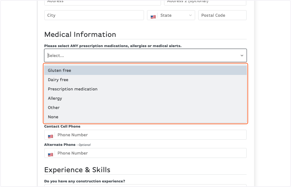 Please indicate any medical alerts.