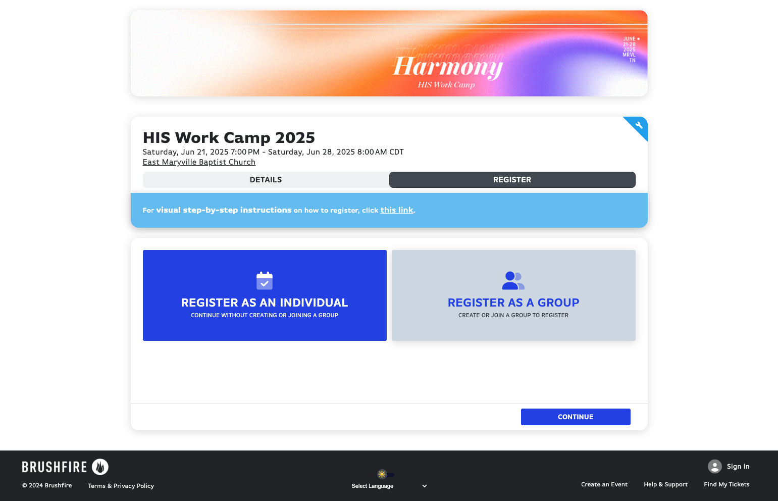Click on REGISTER AS A GROUP…