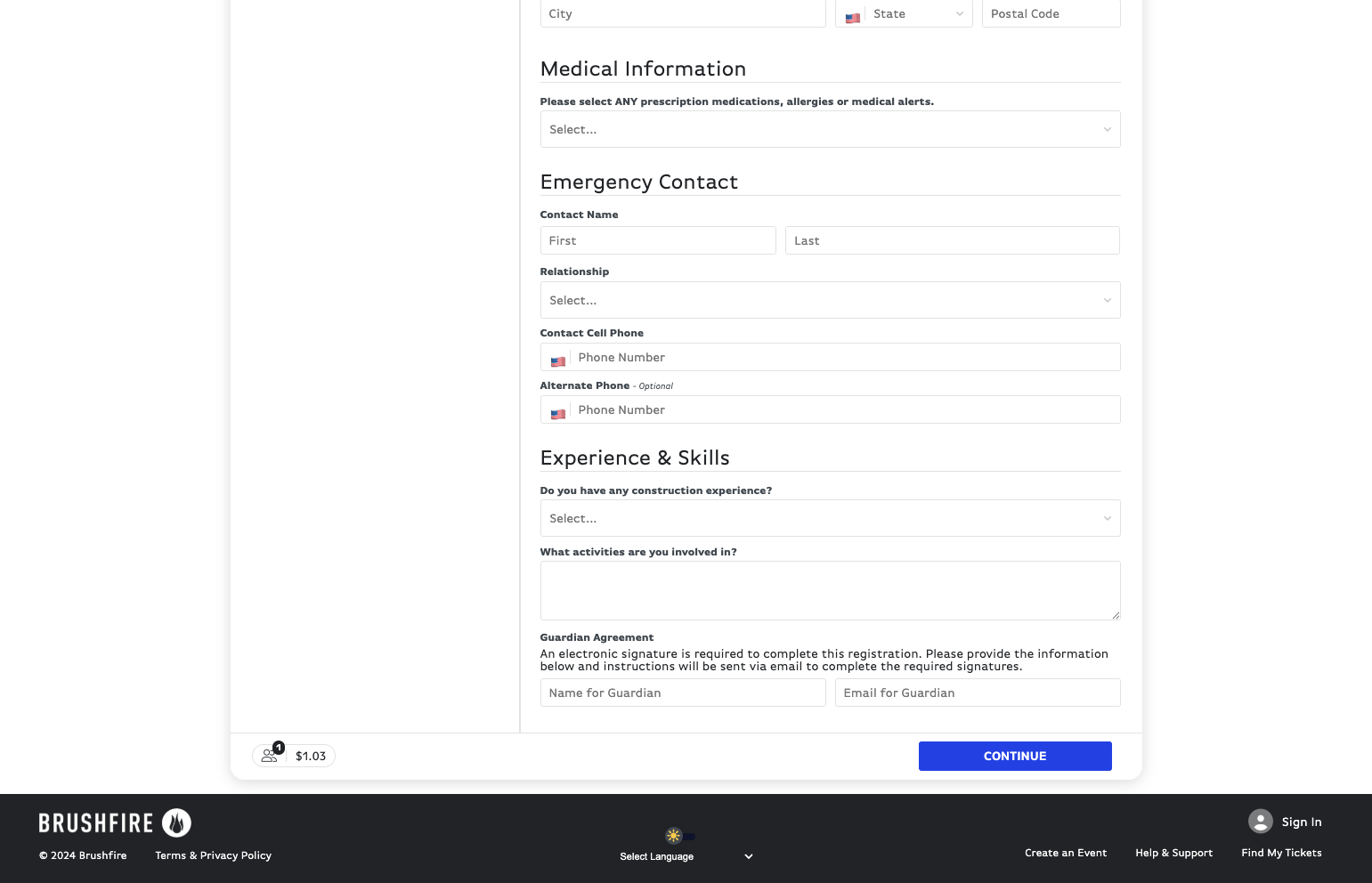 Fill out the Experience & Skills section as best as you can!