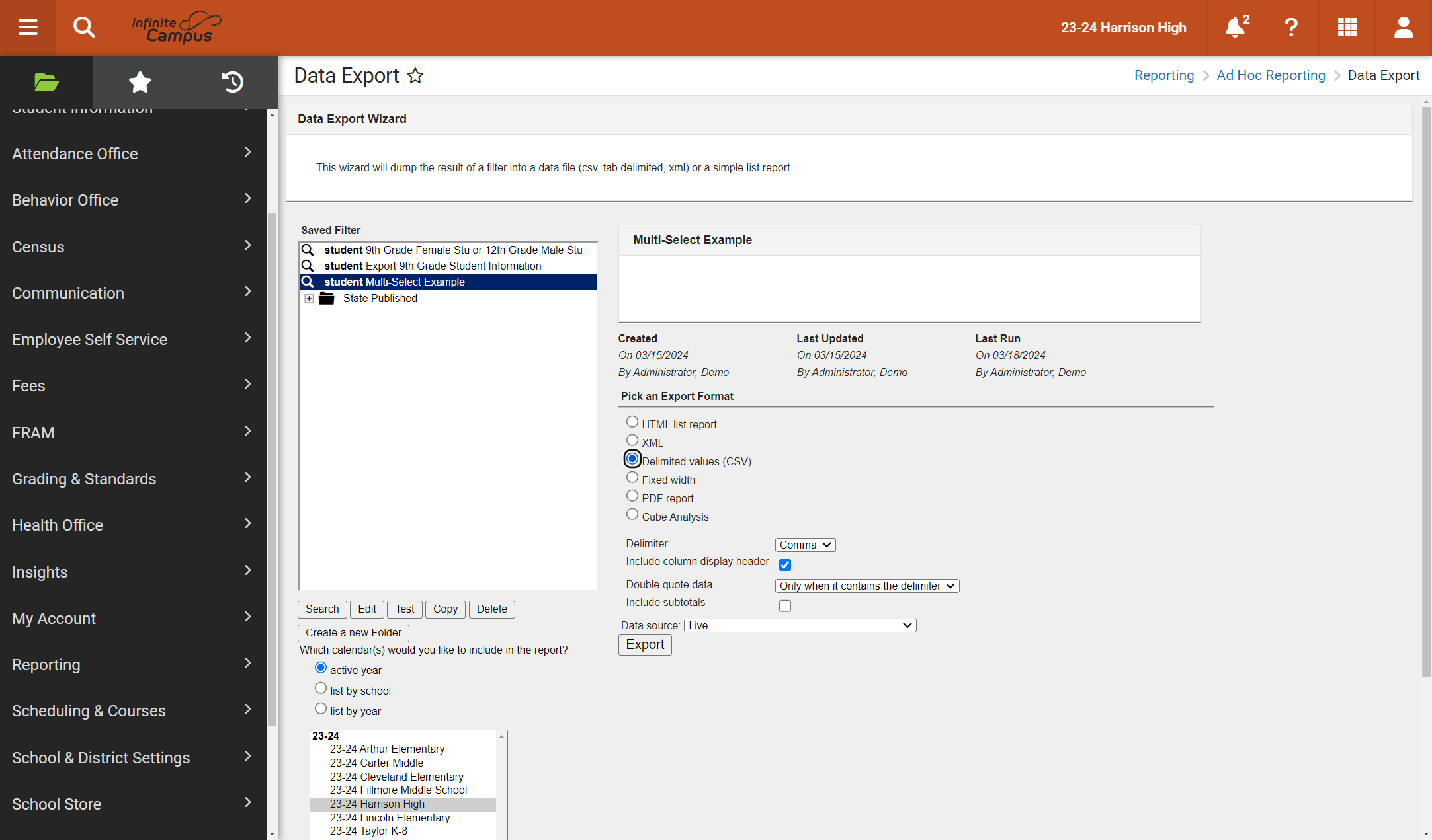 Choose an export format