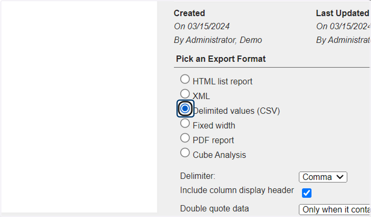Choose an export format