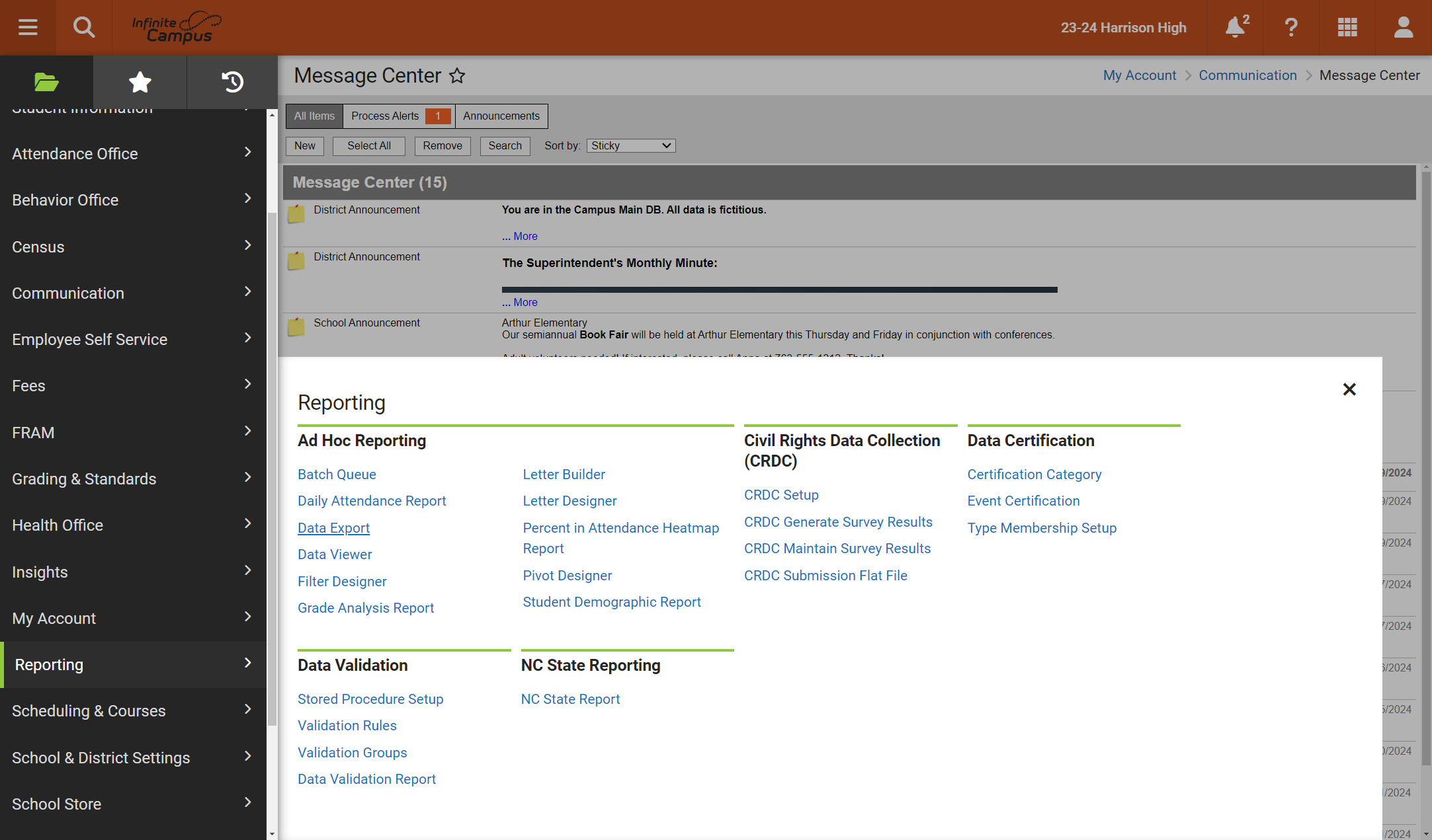 Click on Data Export