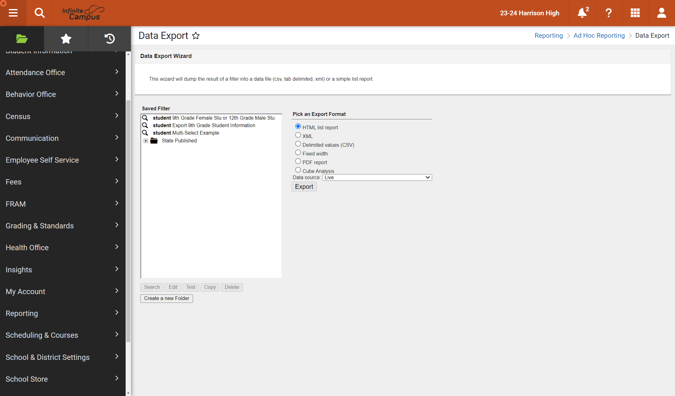 Click on student Multi-Select filter you created
