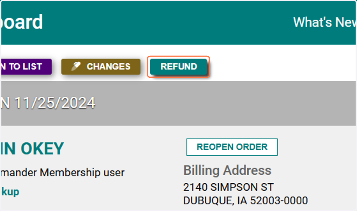 Click on REFUND