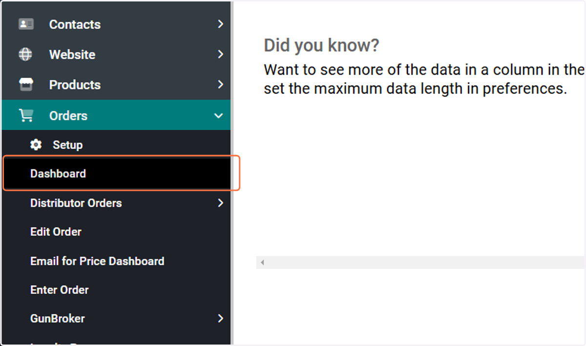 Click on Dashboard