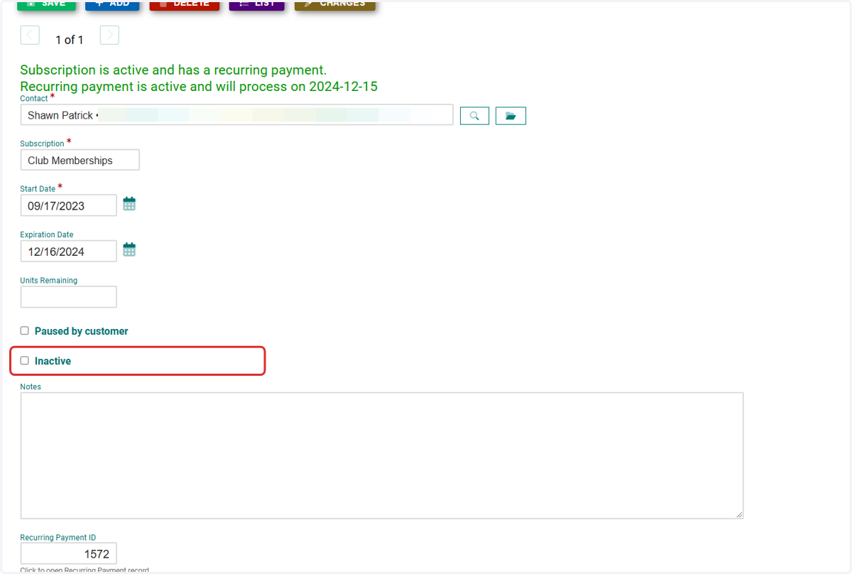 Cancelling a Membership Option 2