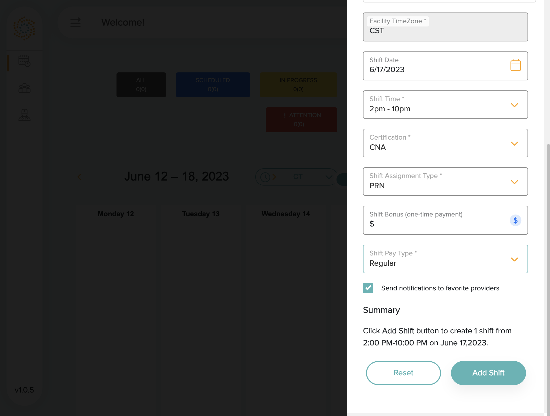 Review your shift details before finalizing. If everything looks good, then Click on Add Shift