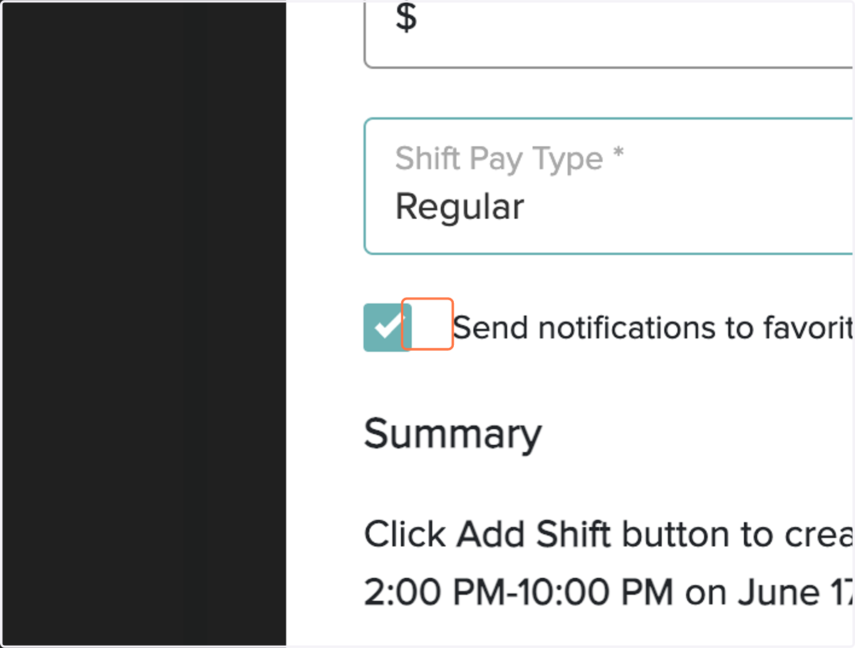 If your facility has "favorited" Providers, you can send a push notification directly to them by selecting the box. NOTE: for a Blasted shift, favorite providers are automatically notified.