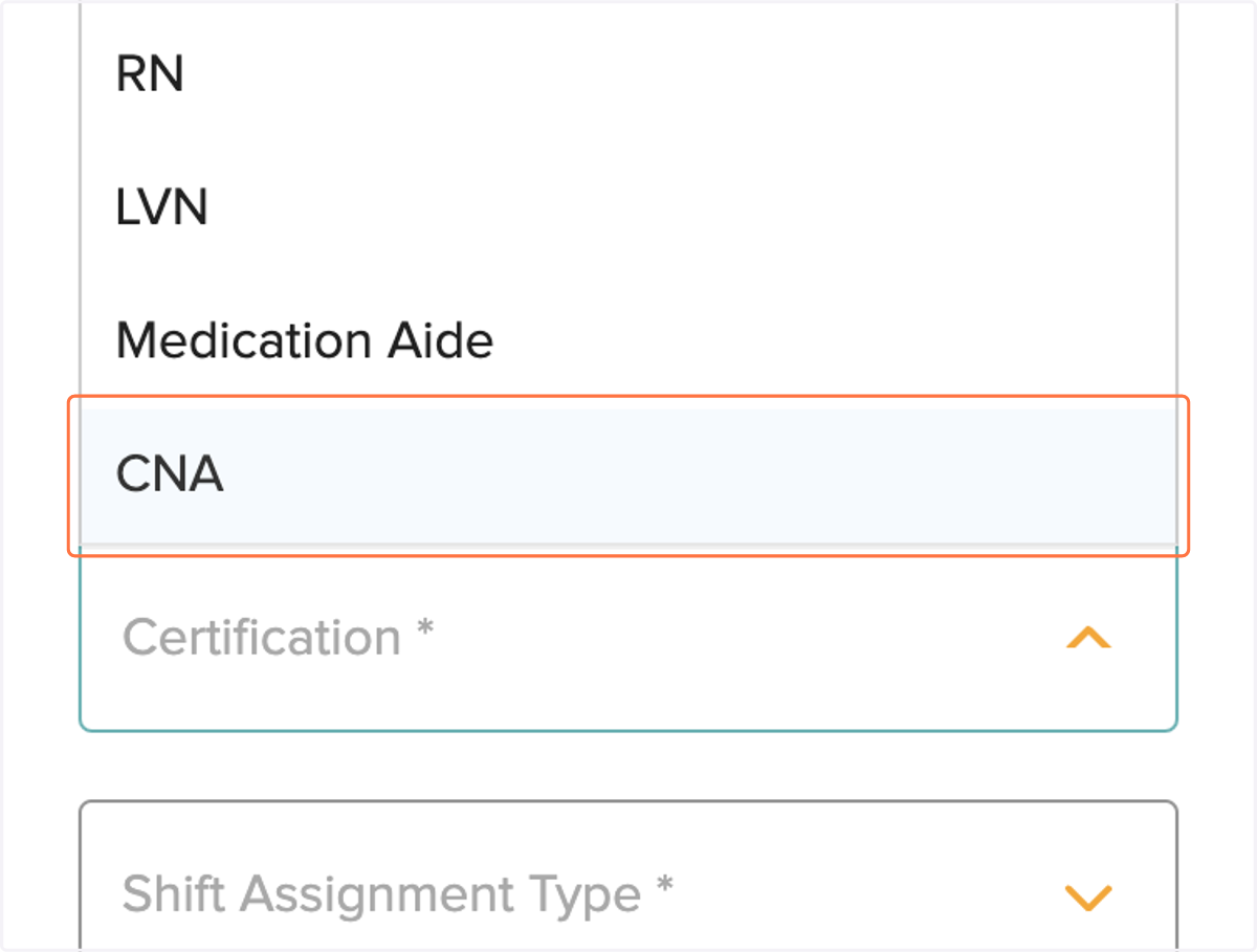 Select the Certification Type you need