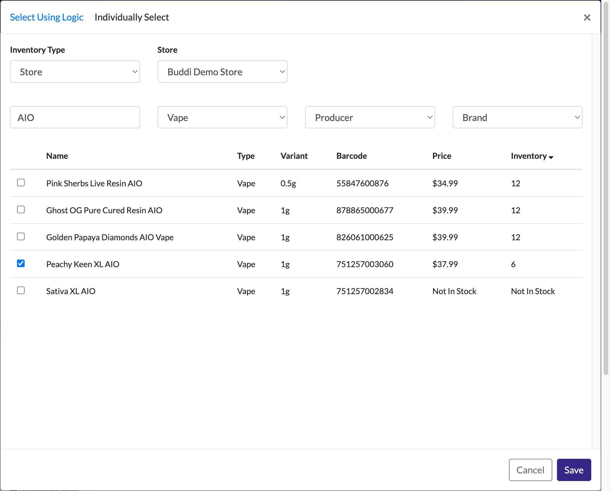Again, identify all new products containing the keyword.