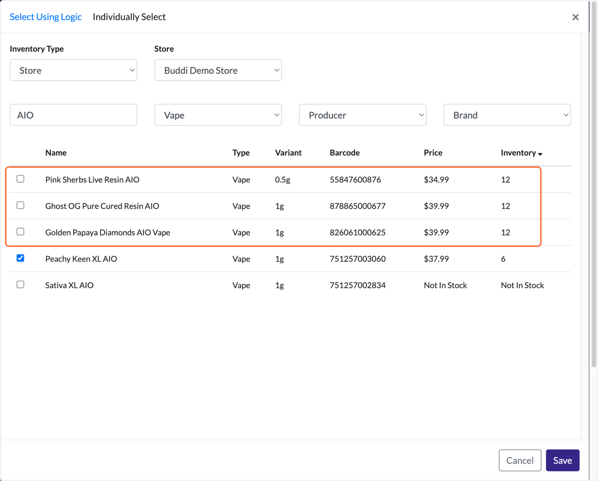 Again, identify all new products containing the keyword.