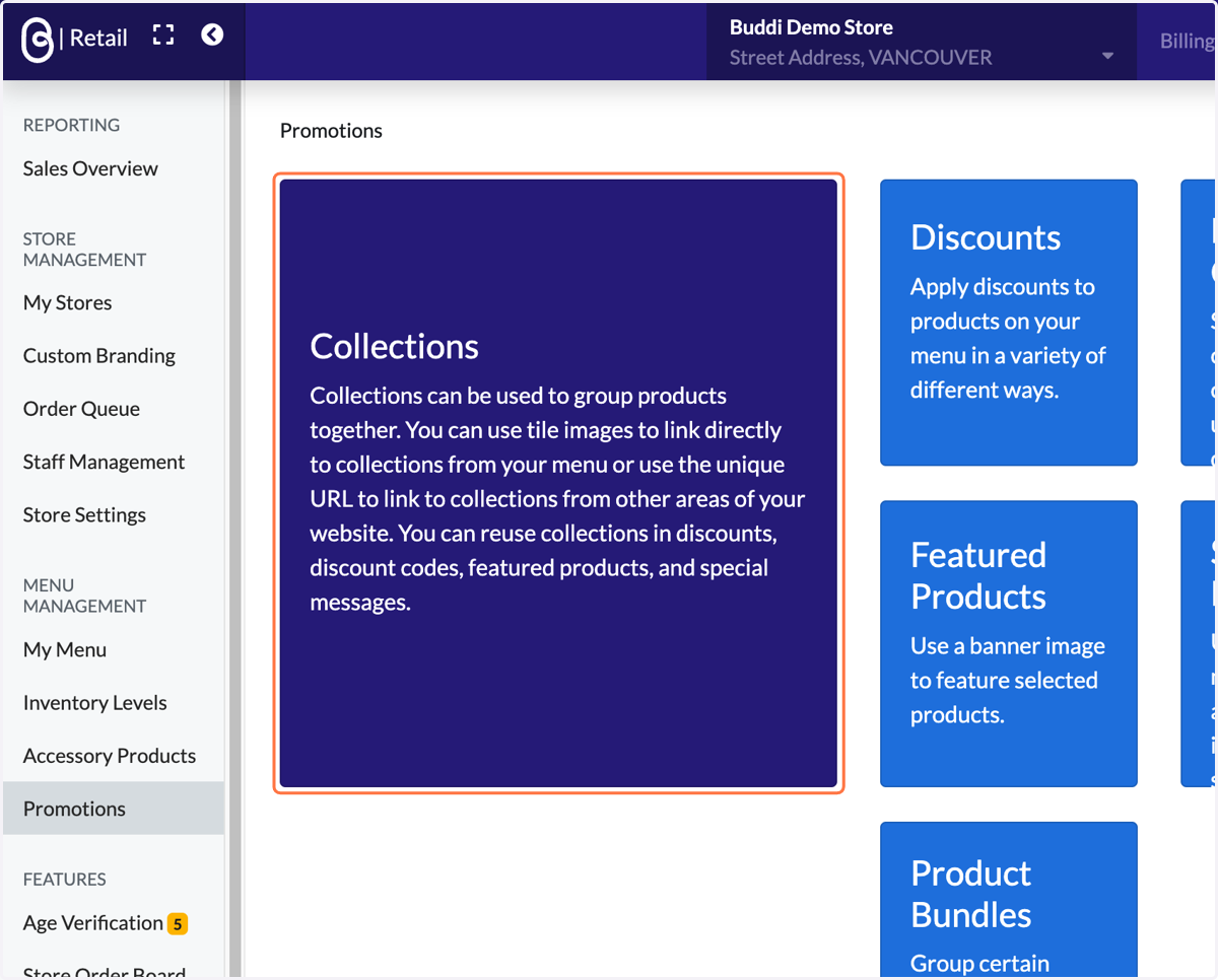 Access the 'Collections' section.