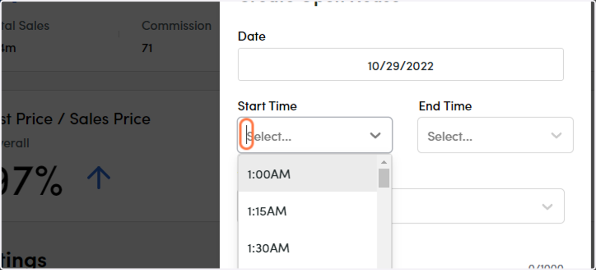 Add/Select Start Time