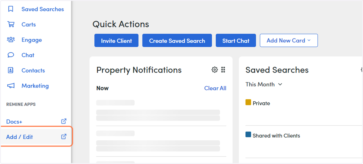 Remine Dashboard will open in a new tab then click on Add / Edit button