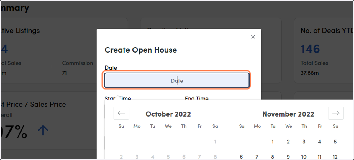 Add/Select Open House Date