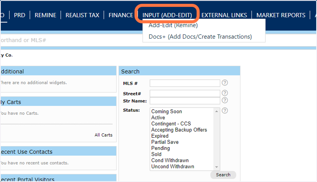 Click on INPUT (ADD-EDIT)