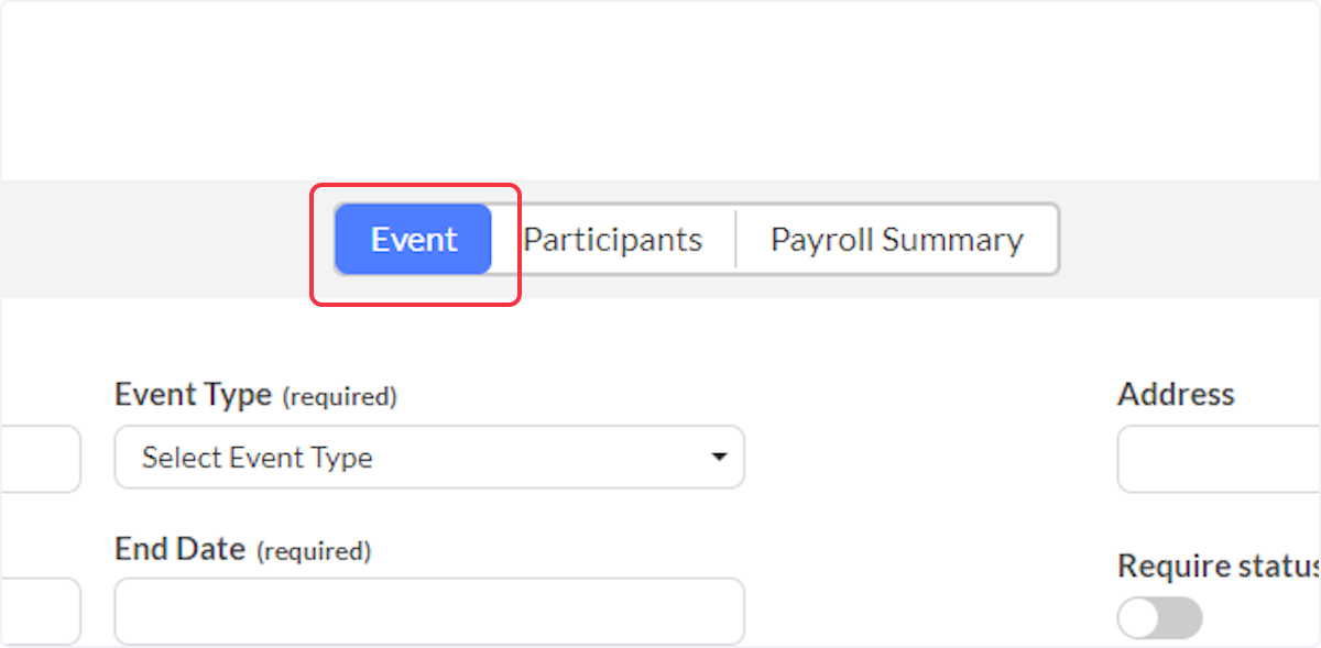 Select the Event tab.