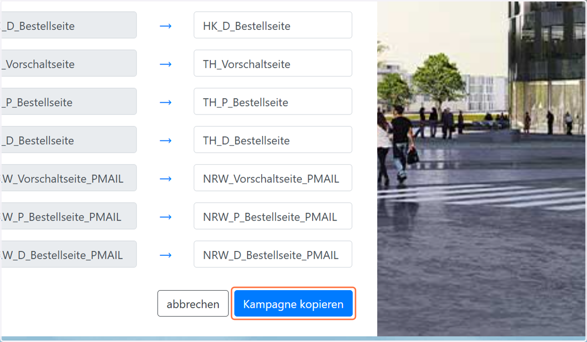Kampagne kopieren klicken