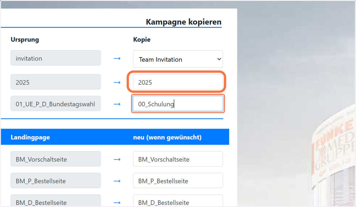 Nun könnt ihr den Kampagnenordner und den Kampagnennamen vergeben