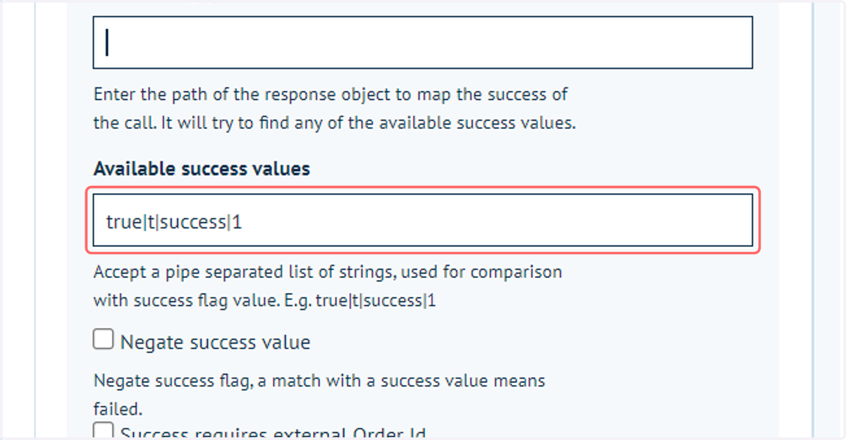 Available success values