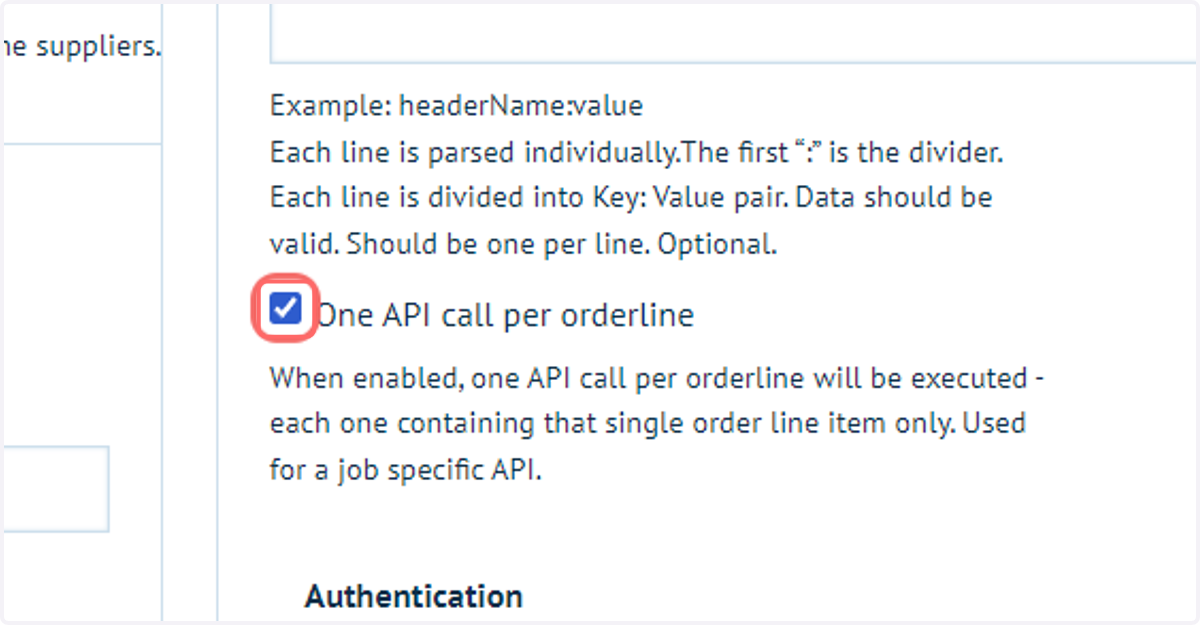 One API call per orderline