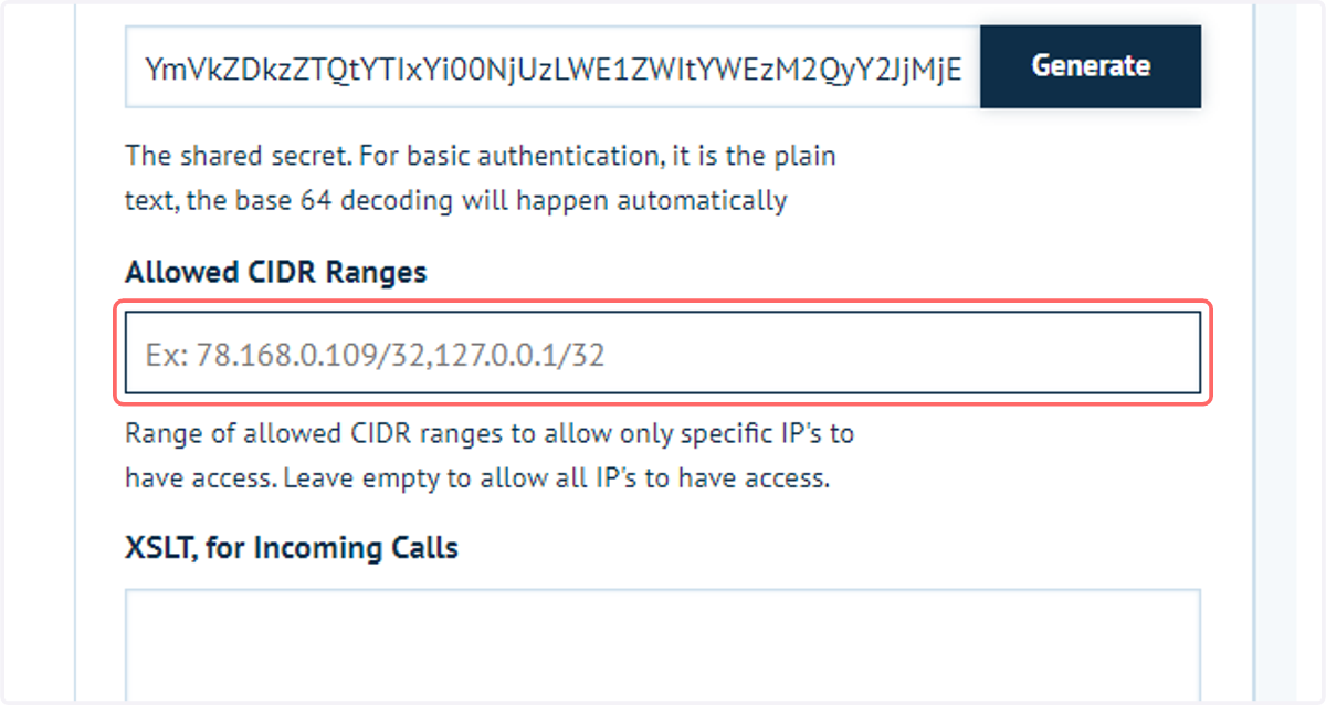 Allowed CIDR Ranges