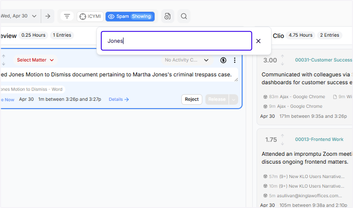 ... and search for "Jones" to try and locate the Motion to Dismiss for the Jones case