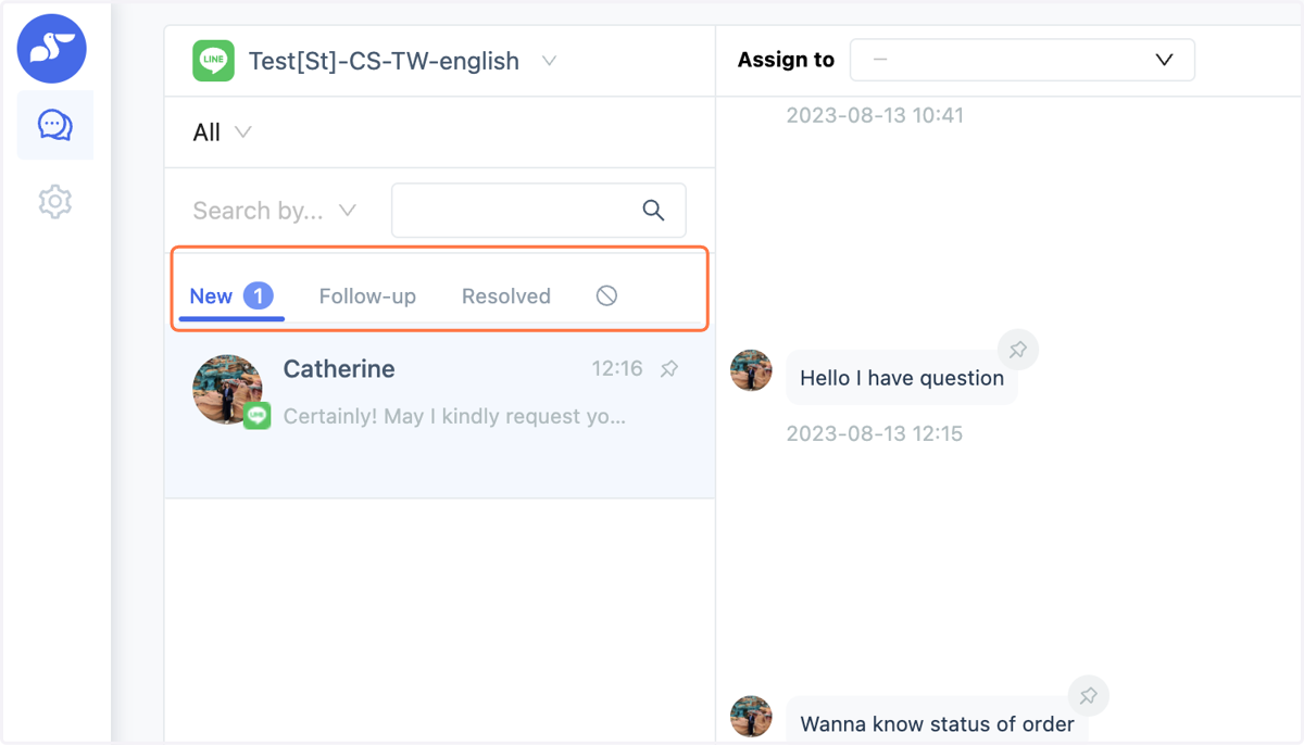 Switching Conversation Status Categories