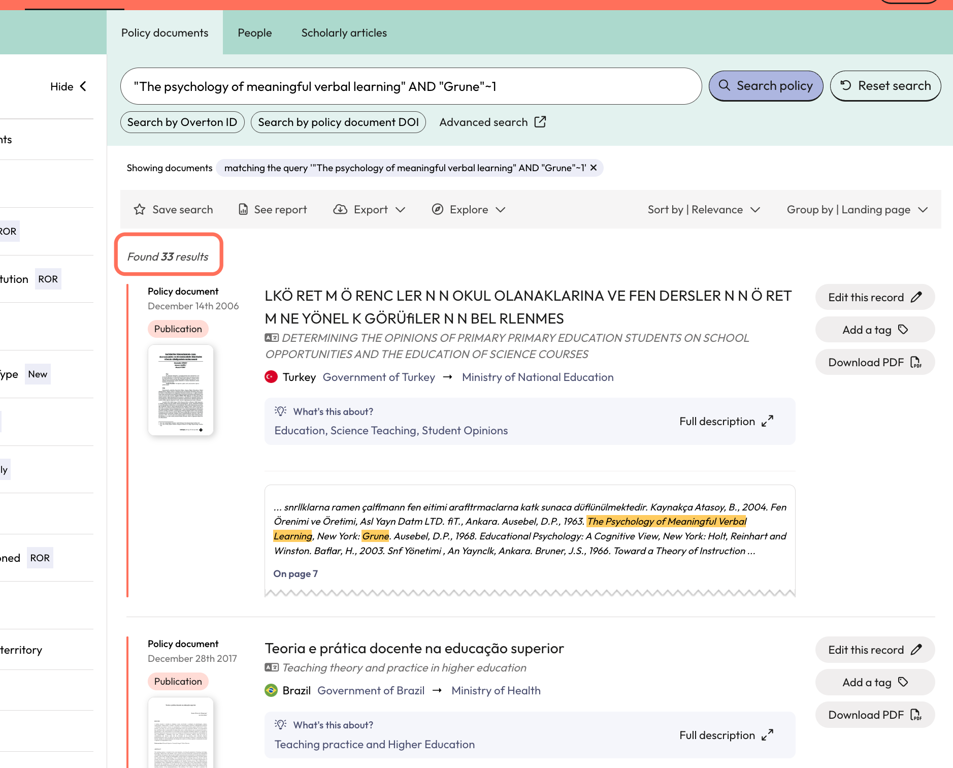 You will be brought back to the results page where you will likely have fewer results than you originally did. Both search terms will be highlighted.