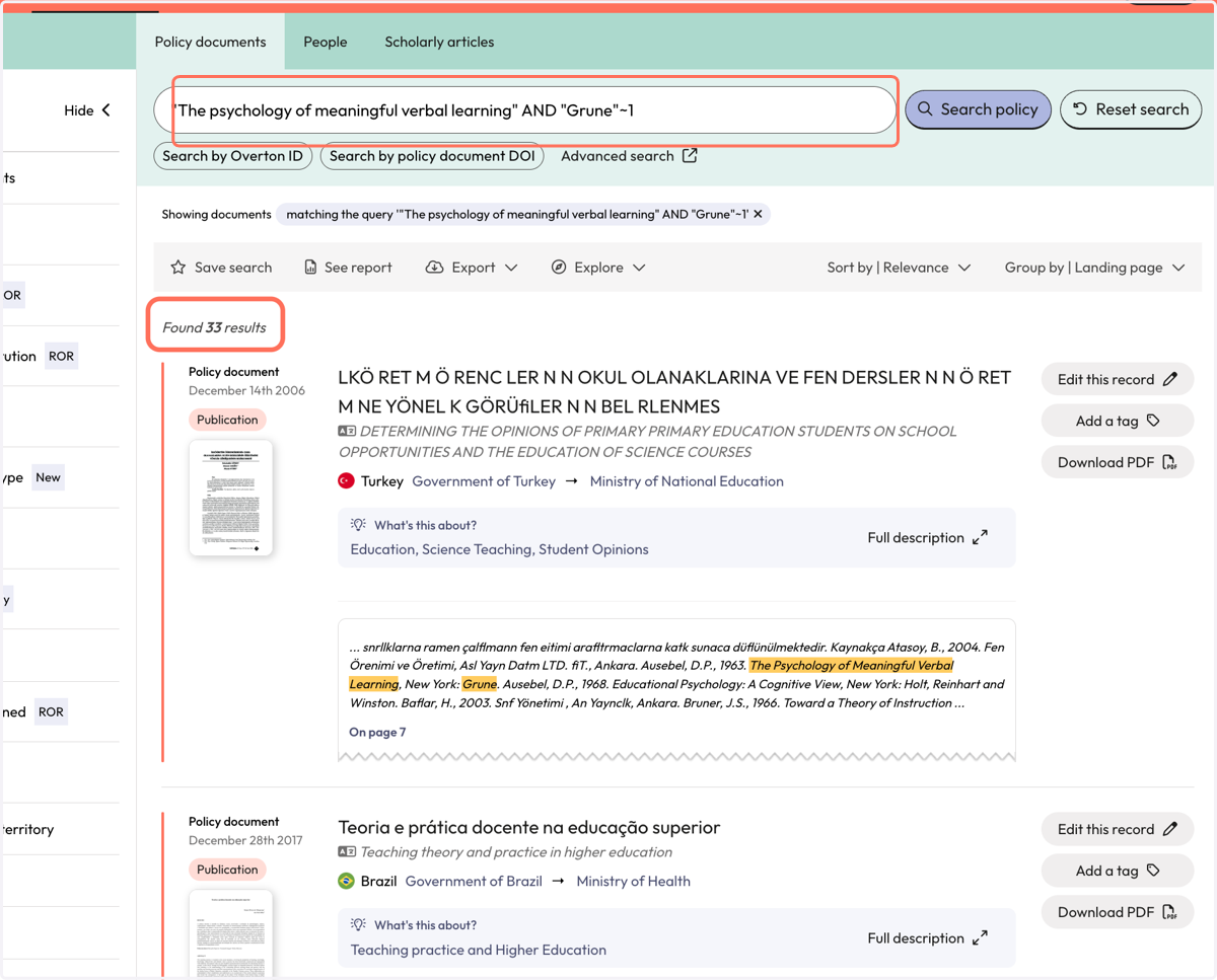 You will be brought back to the results page where you will likely have fewer results than you originally did. Both search terms will be highlighted.