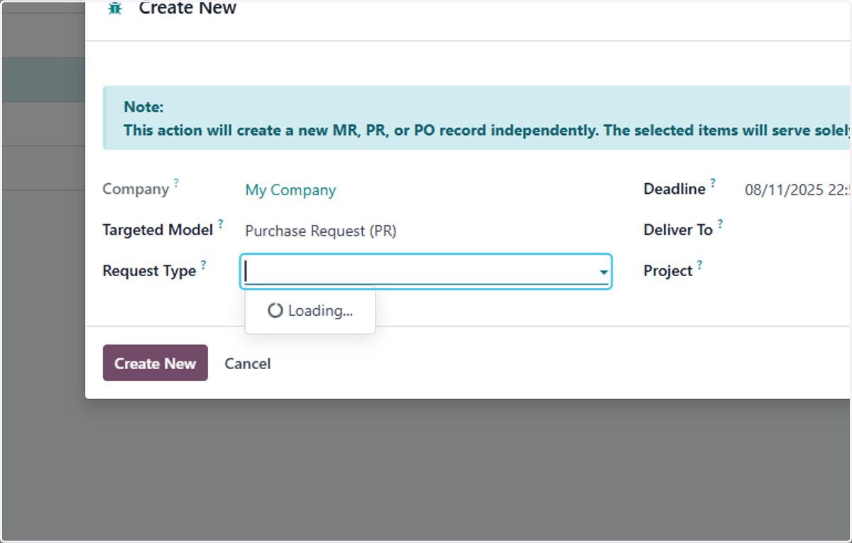 Click on Request Type?