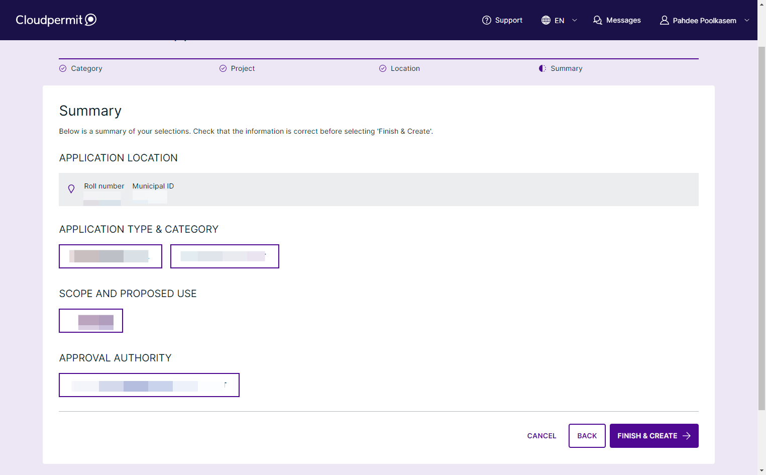 Review the summary of your application for accuracy