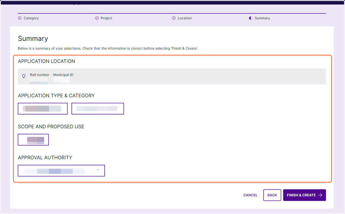 Review the summary of your application for accuracy