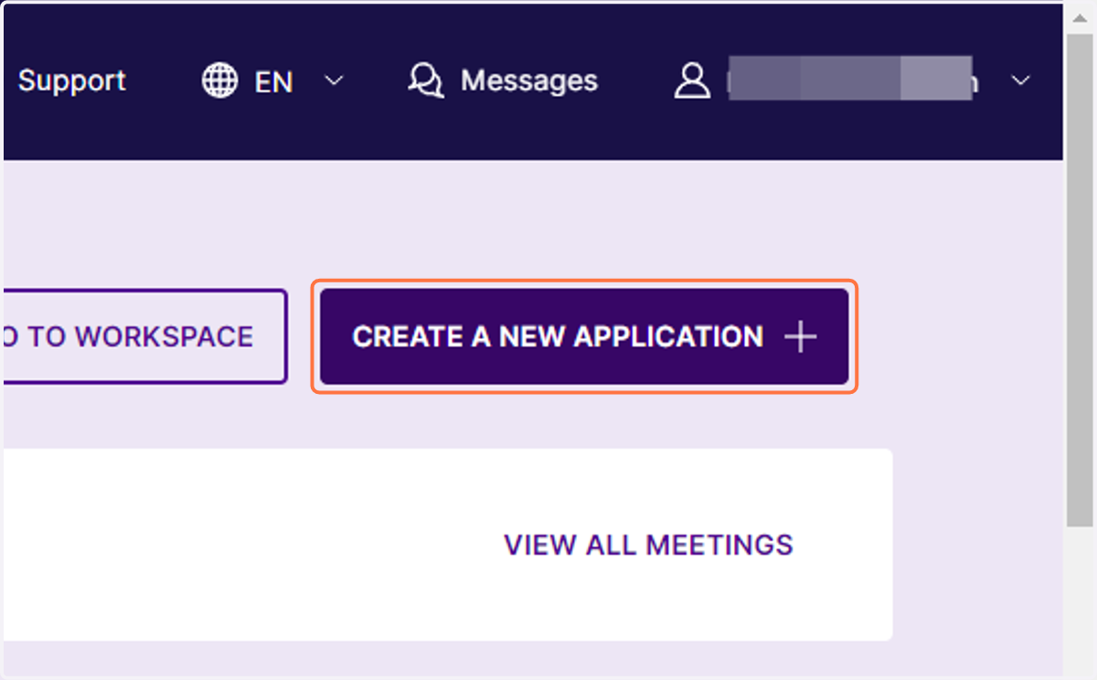 Click on CREATE A NEW APPLICATION