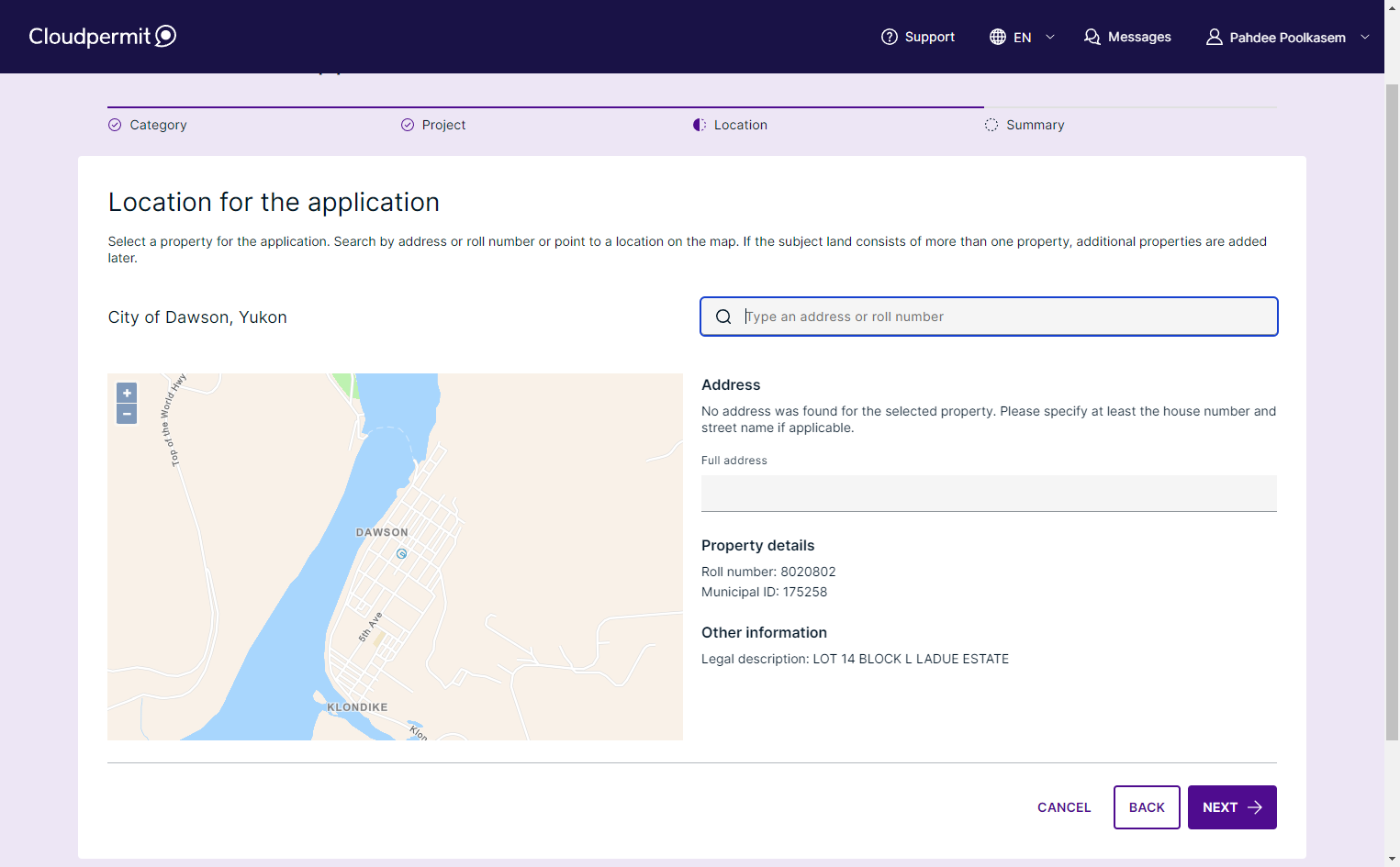Select the location of your development on the map