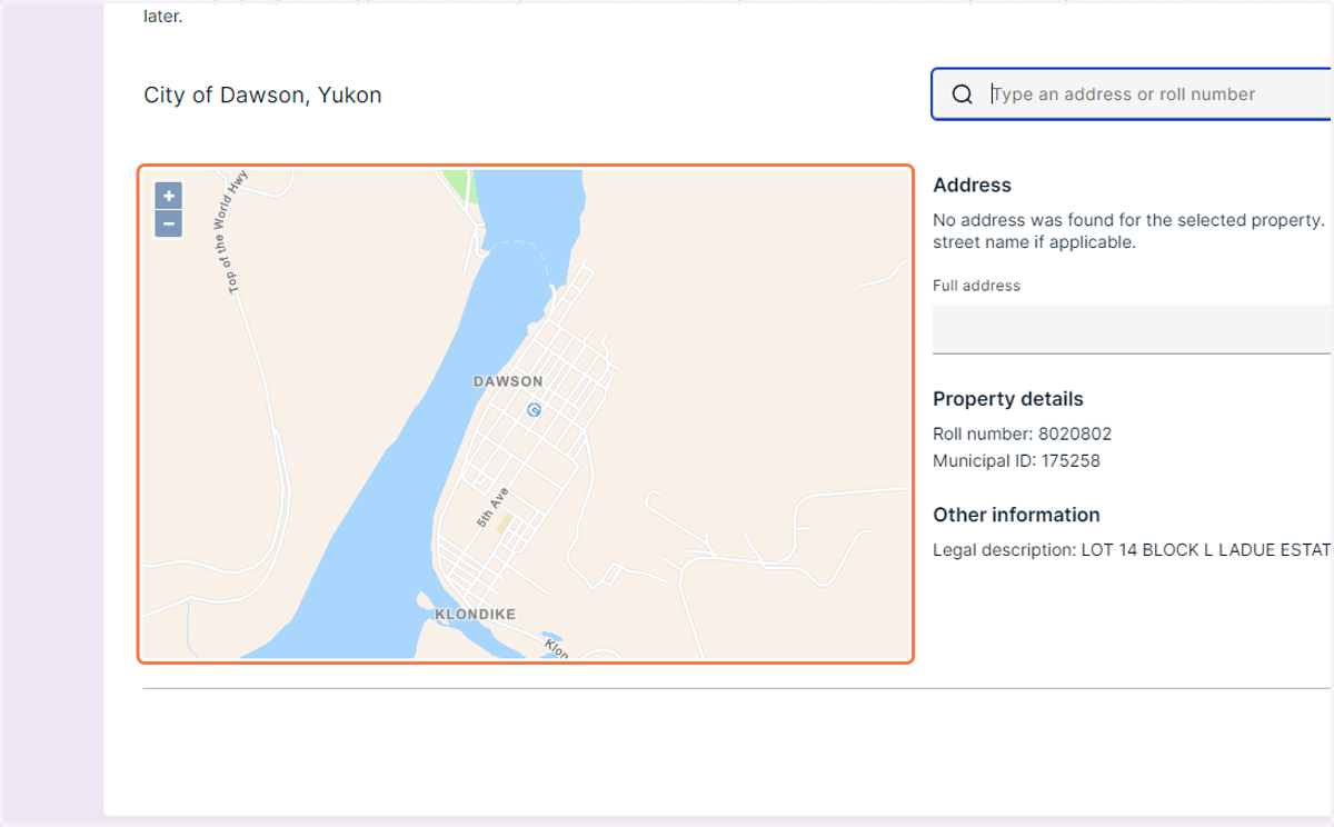 Select the location of your development on the map