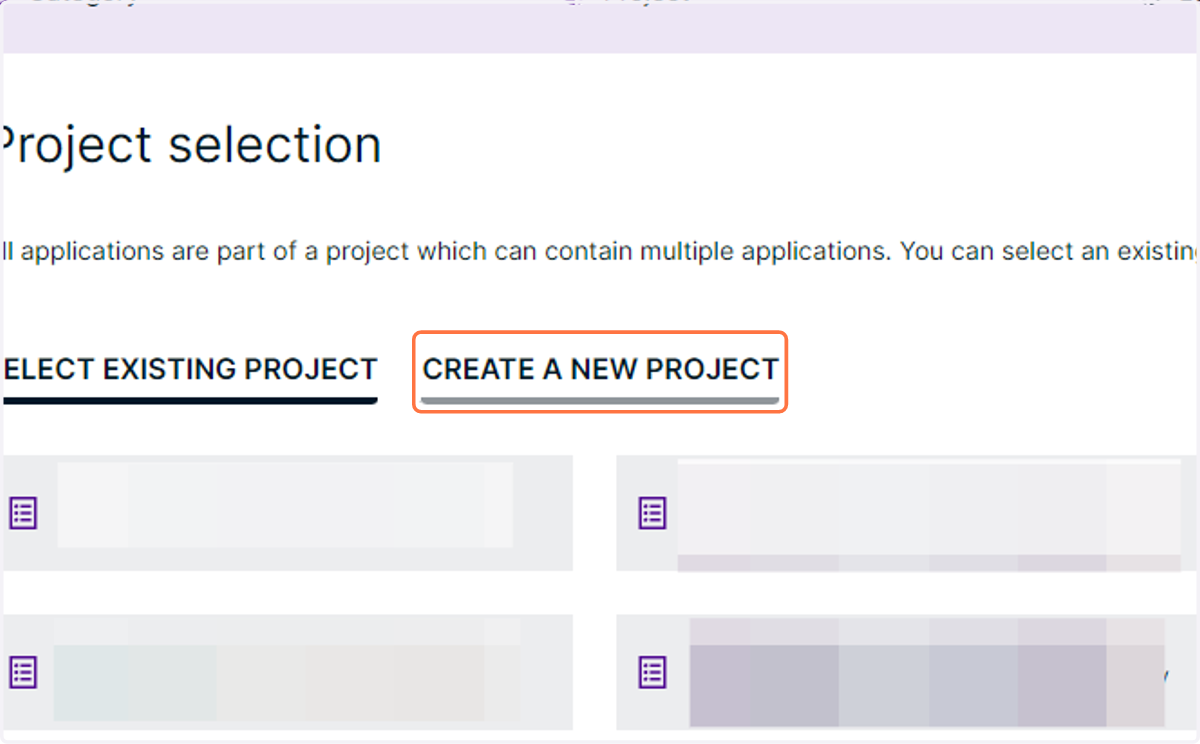 Click on CREATE A NEW PROJECT