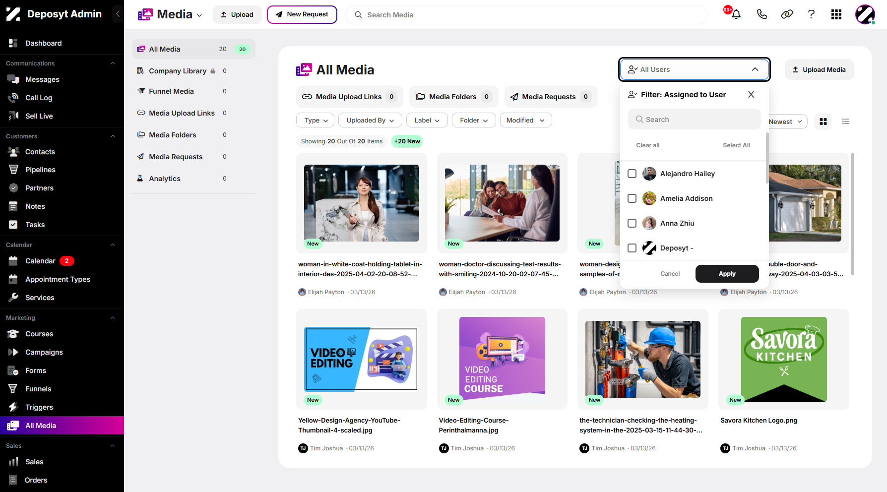 Step 3: Click the All Users dropdown menu above to display all users.
