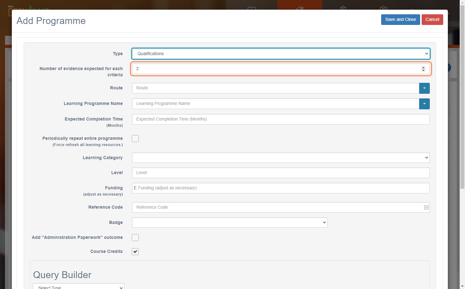Select Qualifications from Type