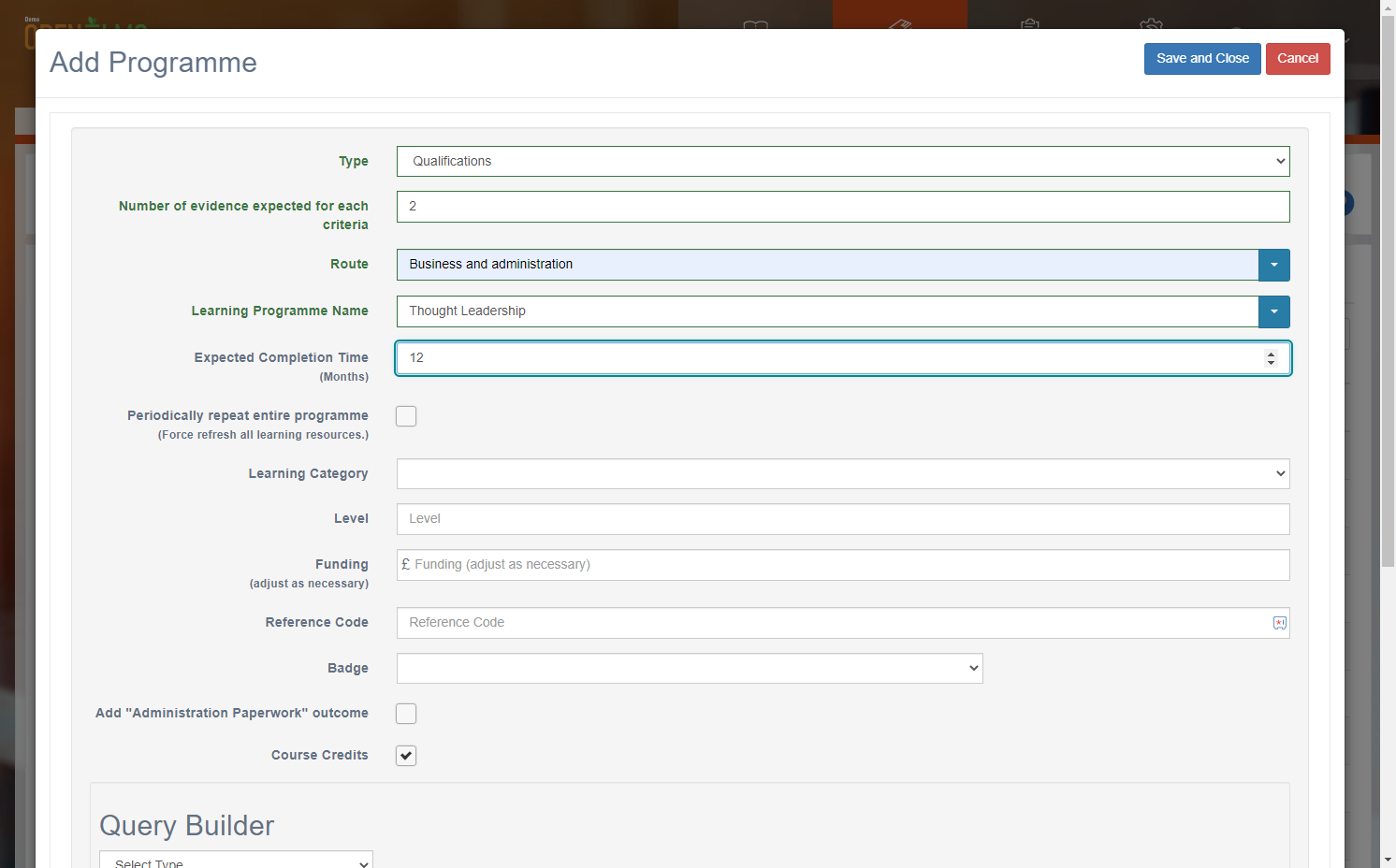Add in the expected completion time (in months)