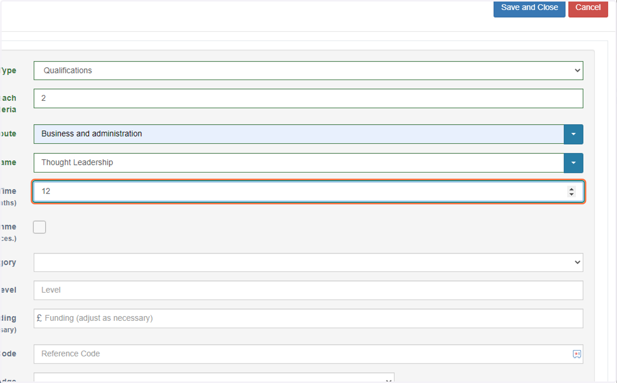Add in the expected completion time (in months)