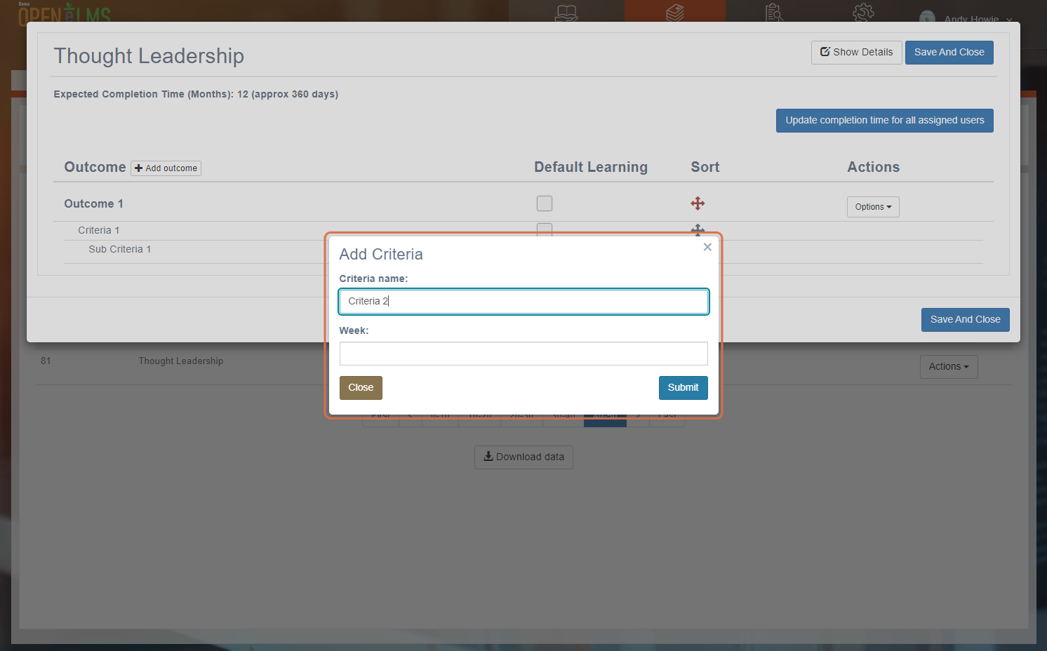 Continue to add relevant criteria (and sub-criteria) as required